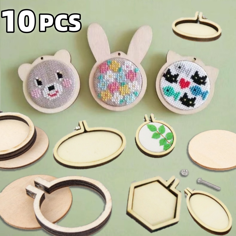 Embroidery Hooping - 10 adet Mini gergef ahşap halka
