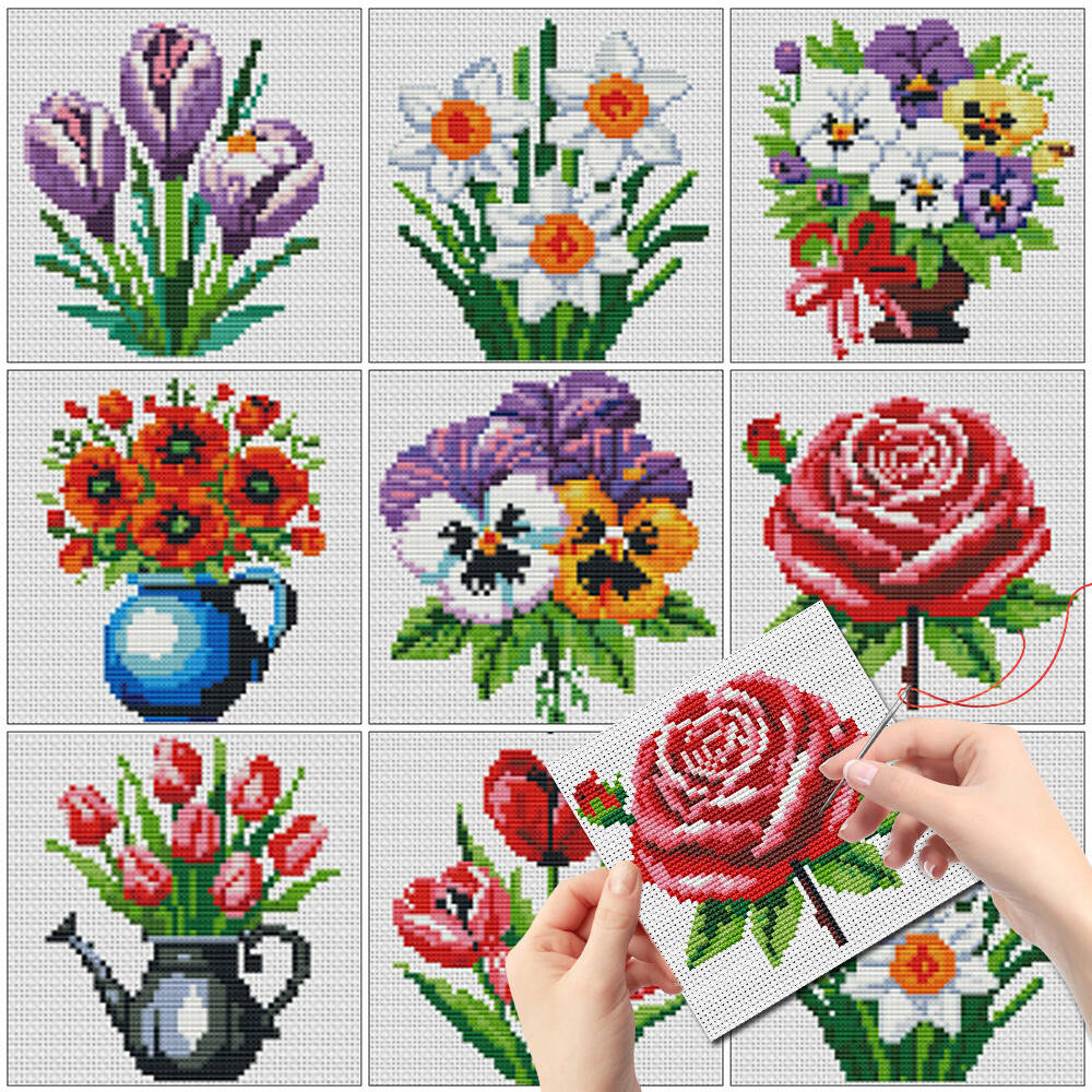 Embroidery Design Patterns Flowers - Evershine 8 adet Mini Çiçek Çapraz