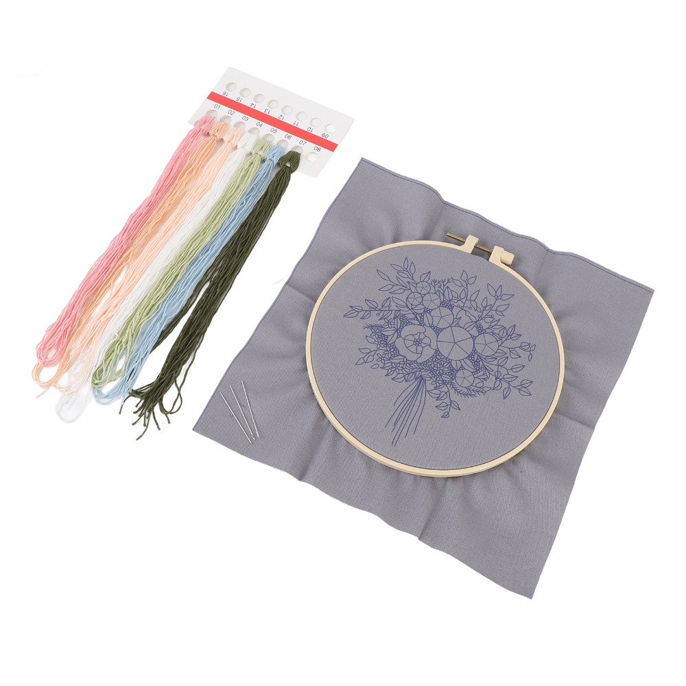 Embroidery Design Patterns Flowers - Baskılı Desen Nakış Başlangıç Seti 3D