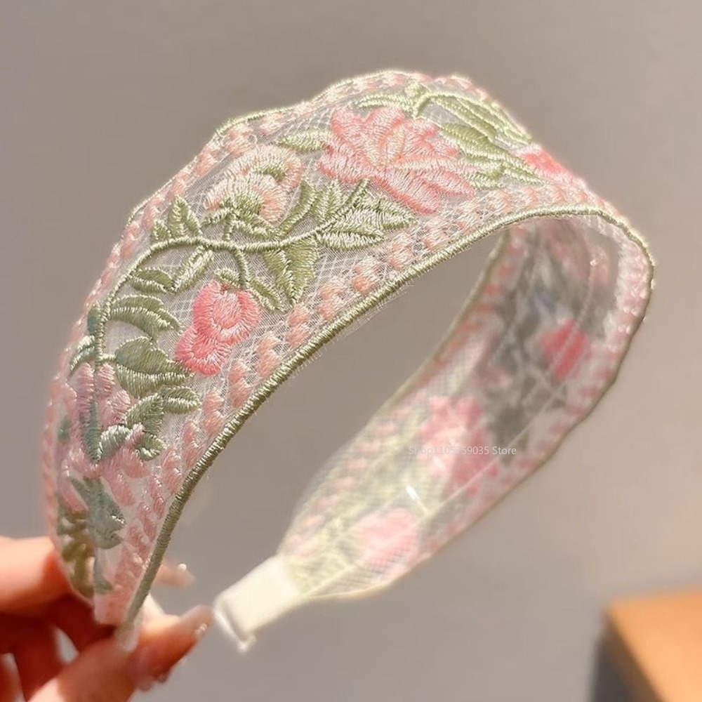 Embroidery Hooping - Bahar Dantel Nakışlı Çiçekli Saç Bandı