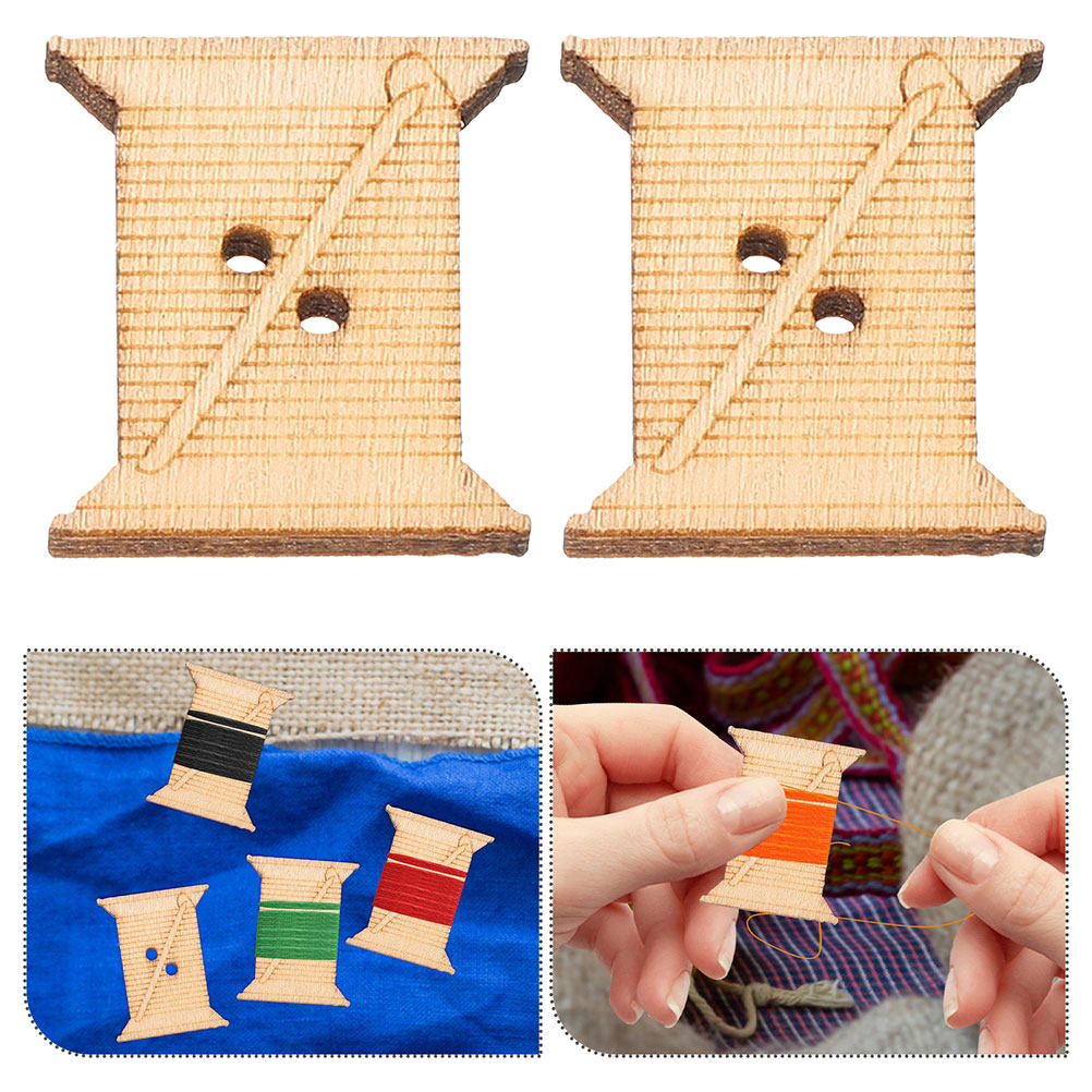 Embroidery Yarns - 100 Adet Ahşap Dikiş Makinesi İplik