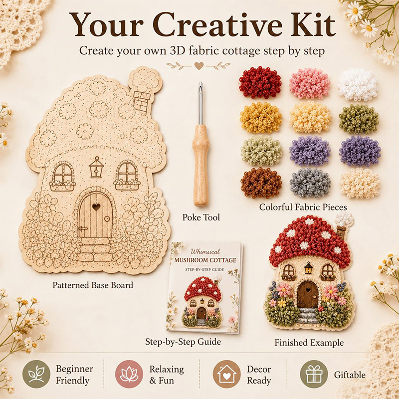 3D Mantar Ev Poke Art DIY Kiti - Embroidery Needles incelemesi ve fiyatı